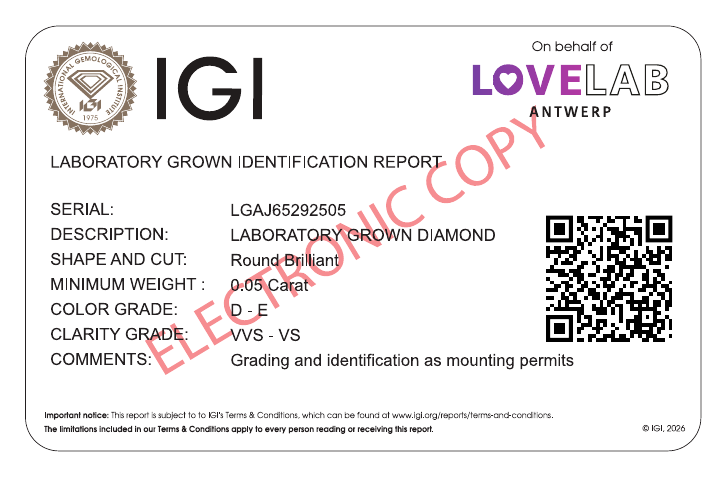 Sample IGI certificate