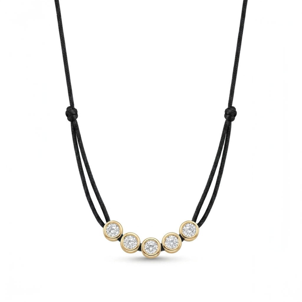 ll-cord:multi-five-necklace:Black