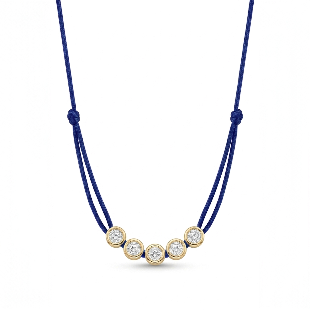 ll-cord:multi-five-necklace:Navy Blue