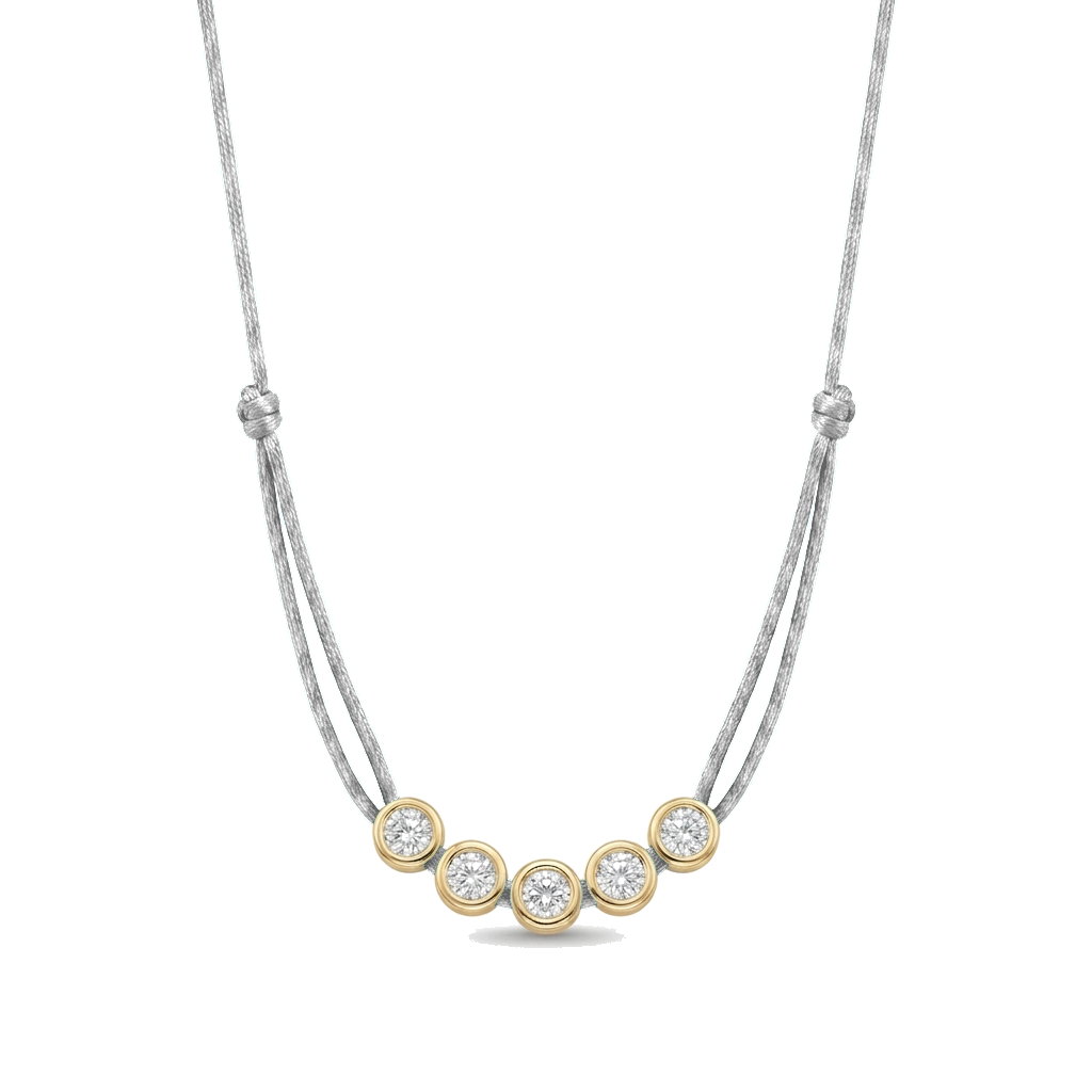 ll-cord:multi-five-necklace:Silver Grey
