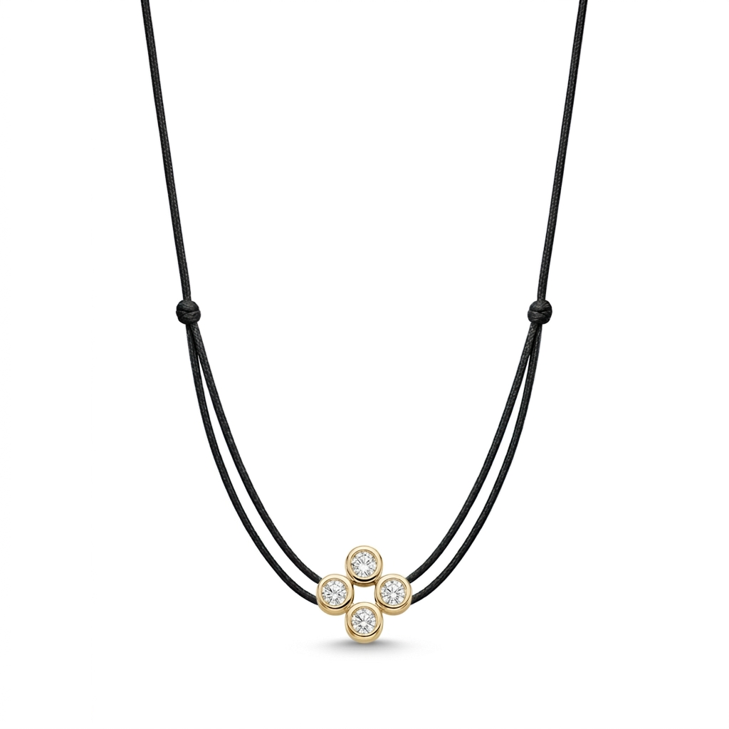 ll-cord:multi-four-necklace:Black