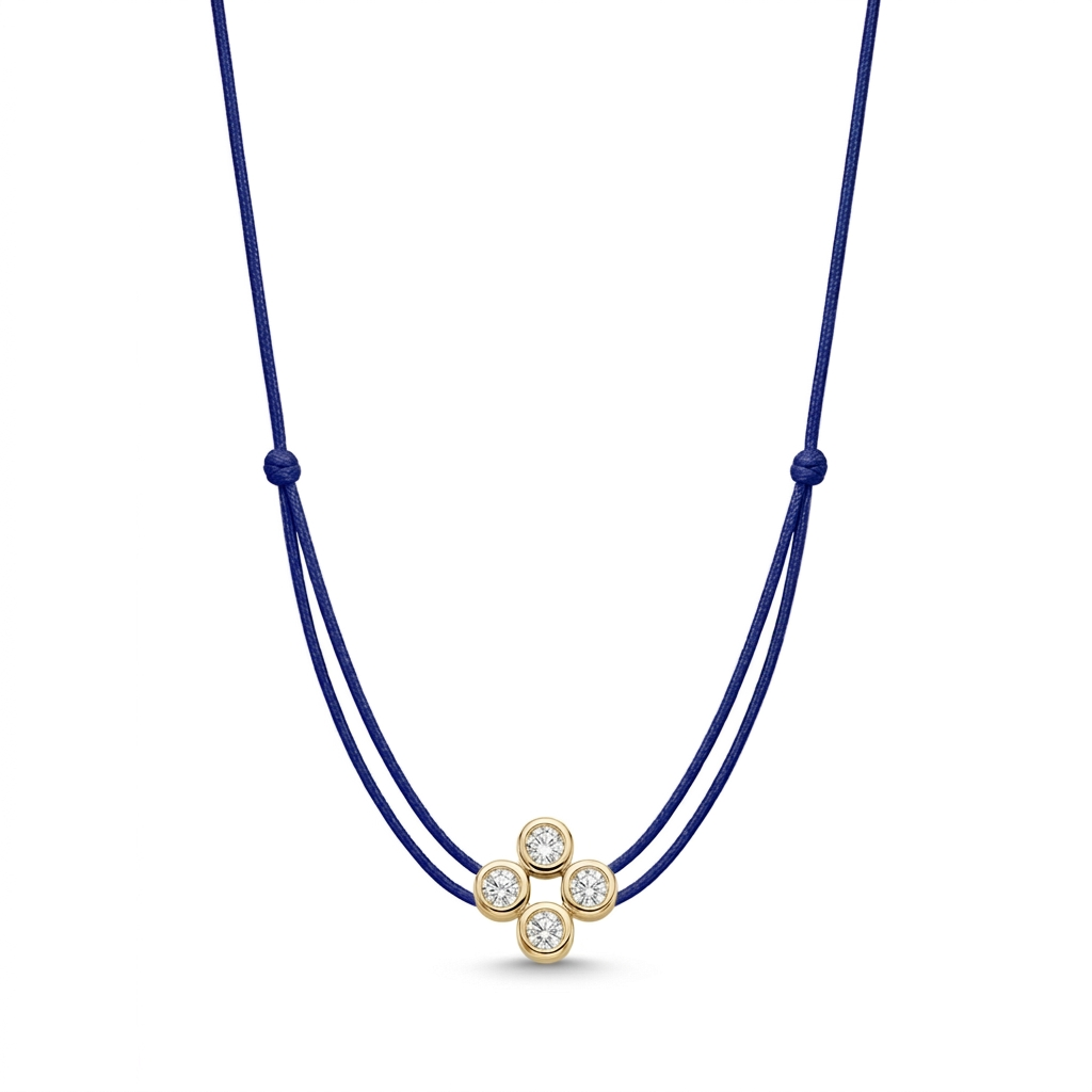 ll-cord:multi-four-necklace:Navy Blue