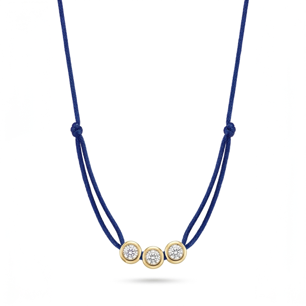 ll-cord:multi-three-necklace:Navy Blue