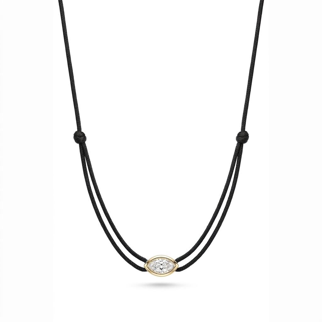 ll-cord:shapy-shine-marquise-necklace:Black