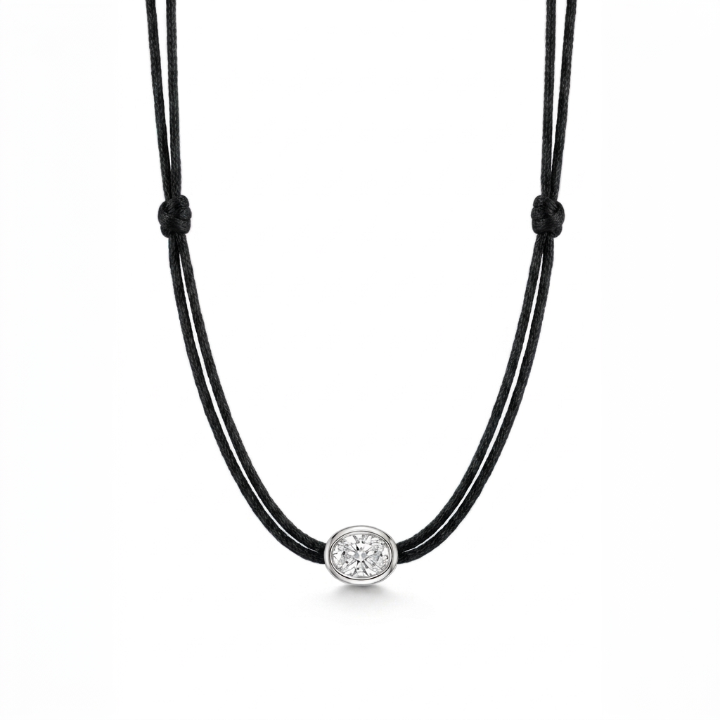 ll-cord:shapy-shine-oval-necklace:Black