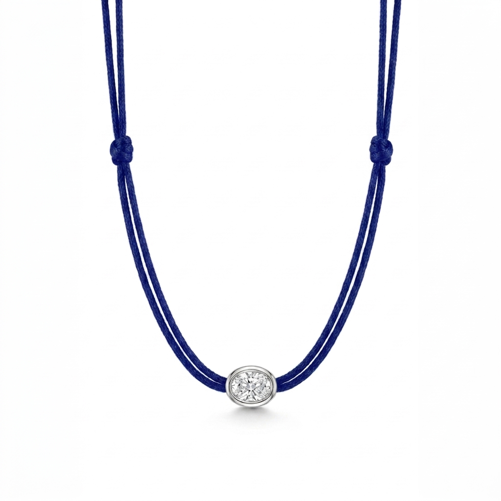 ll-cord:shapy-shine-oval-necklace:Navy Blue