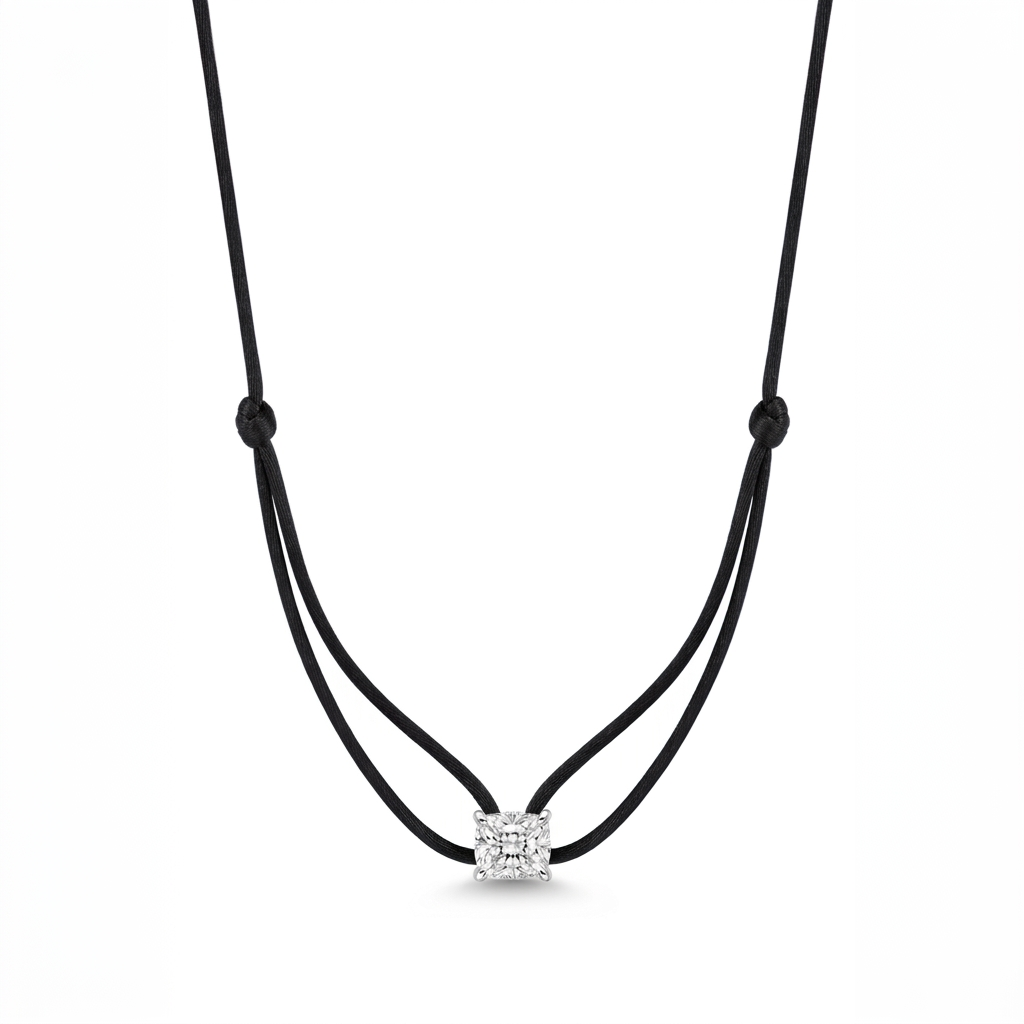 ll-cord:shapy-sparkle-longcushion-necklace:Black