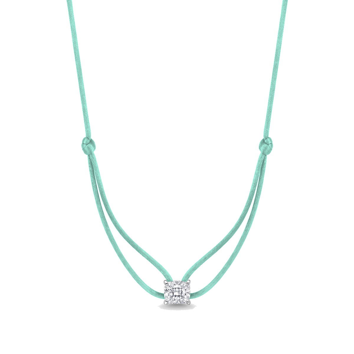 ll-cord:shapy-sparkle-longcushion-necklace:Mint Green
