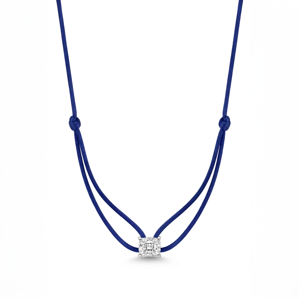 ll-cord:shapy-sparkle-longcushion-necklace:Navy Blue