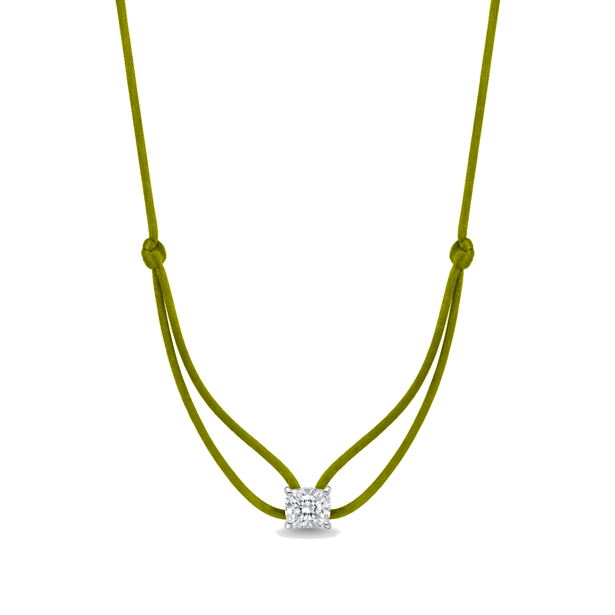 ll-cord:shapy-sparkle-longcushion-necklace:Olive Green