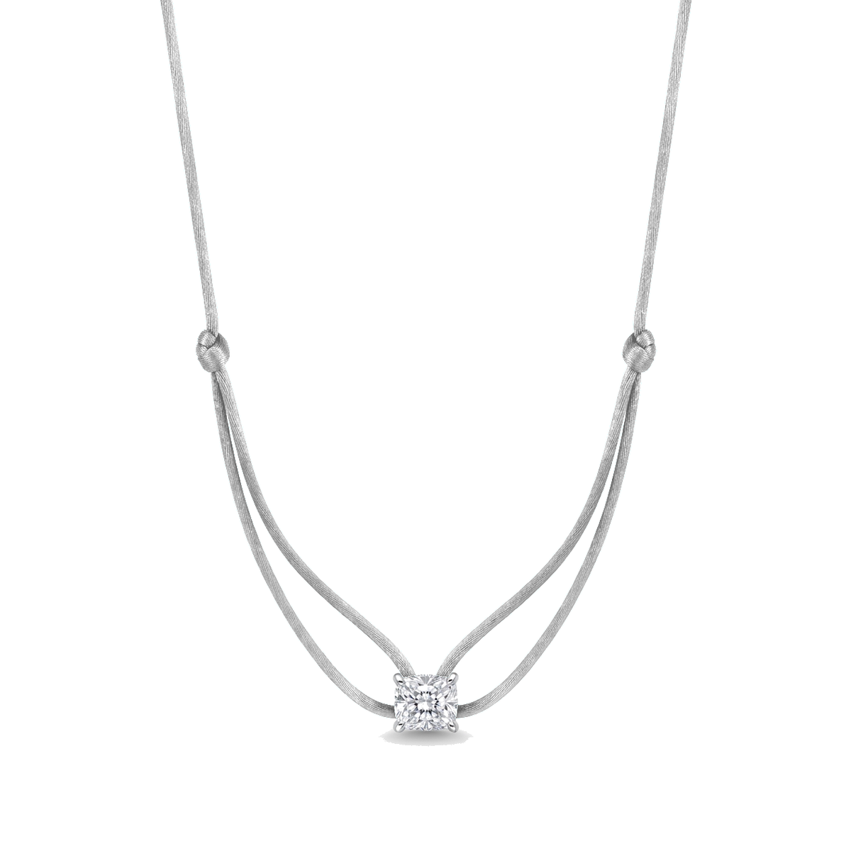 ll-cord:shapy-sparkle-longcushion-necklace:Silver Grey