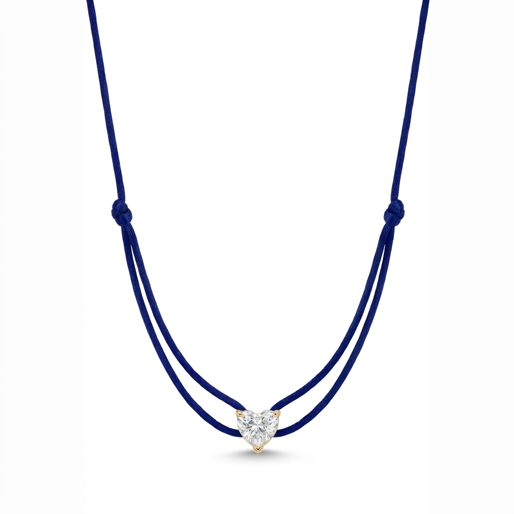 ll-cord:shapy-sparkle-heart-necklace:Navy Blue
