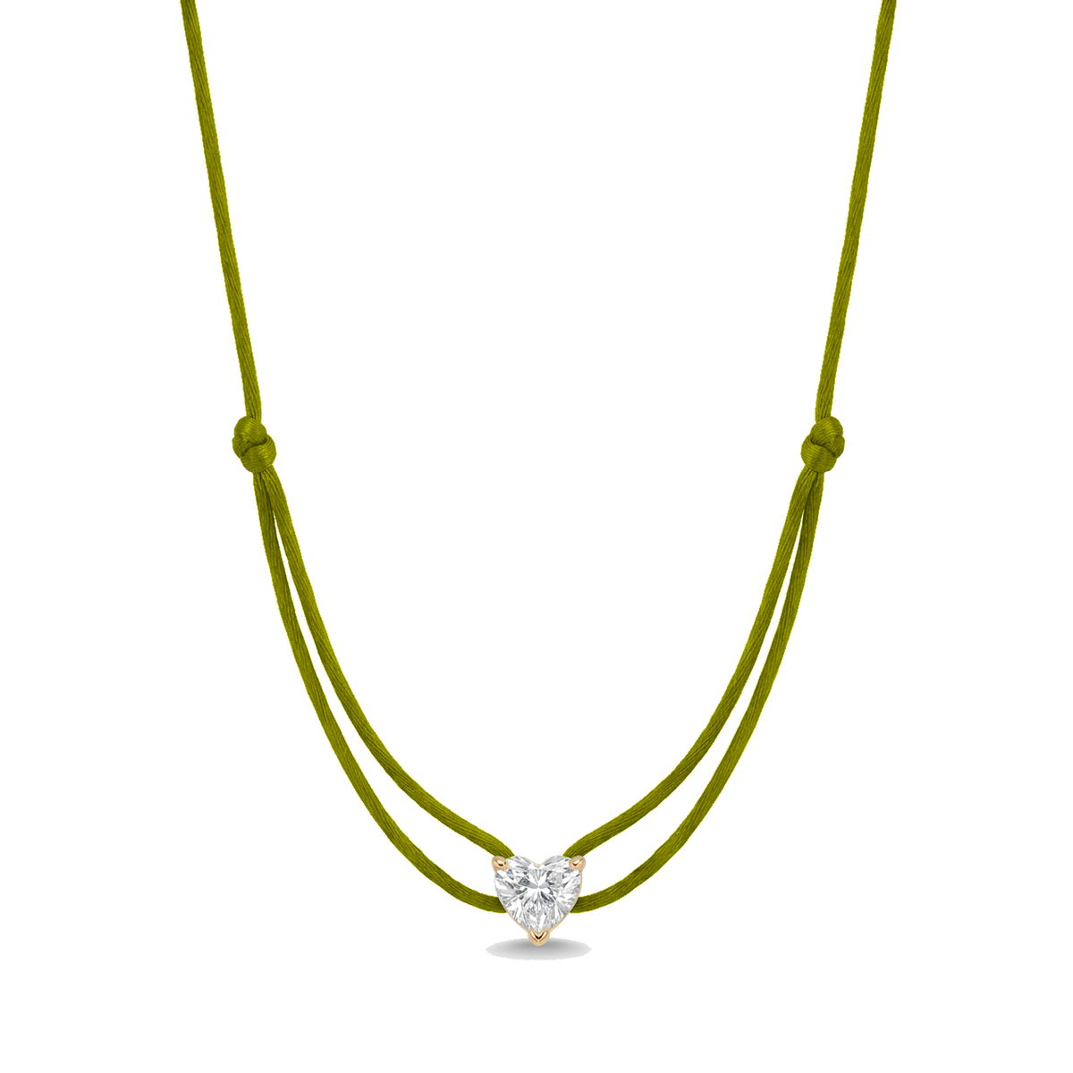 ll-cord:shapy-sparkle-heart-necklace:Olive Green