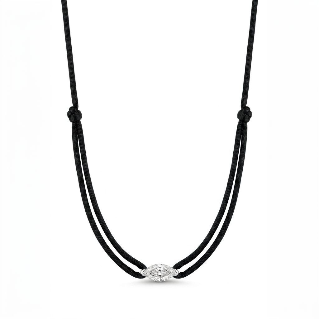 ll-cord:shapy-sparkle-marquise-necklace:Black