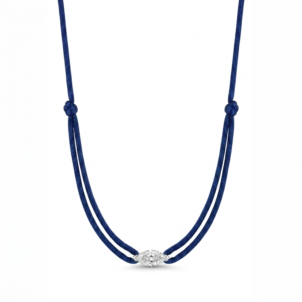 ll-cord:shapy-sparkle-marquise-necklace:Navy Blue