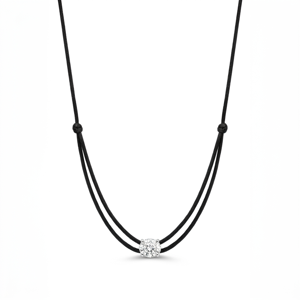 ll-cord:shapy-sparkle-oval-necklace:Black
