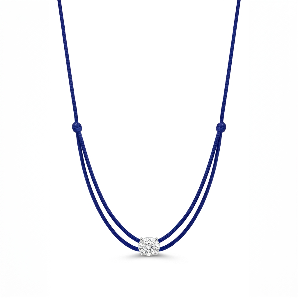 ll-cord:shapy-sparkle-oval-necklace:Navy Blue