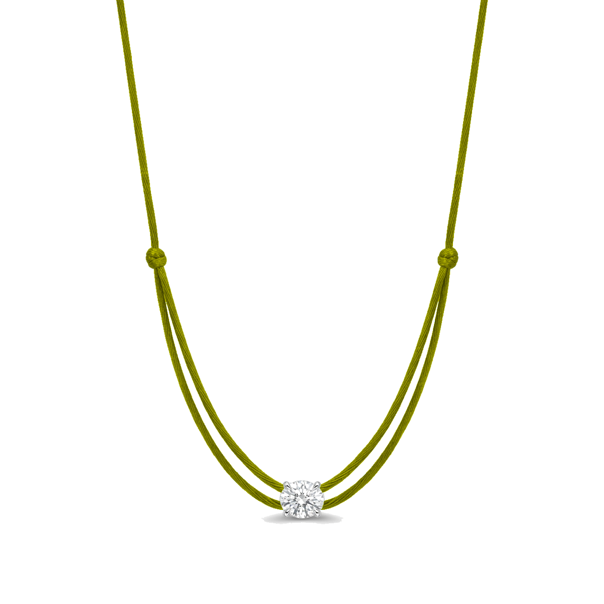 ll-cord:shapy-sparkle-oval-necklace:Olive Green