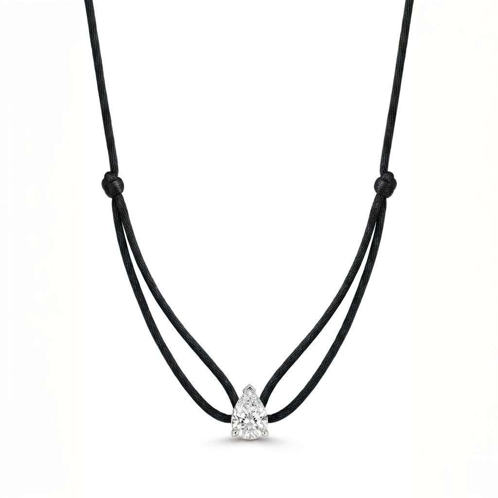 ll-cord:shapy-sparkle-pear-necklace:Black