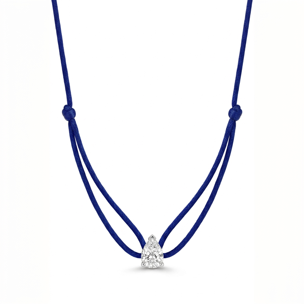 ll-cord:shapy-sparkle-pear-necklace:Navy Blue