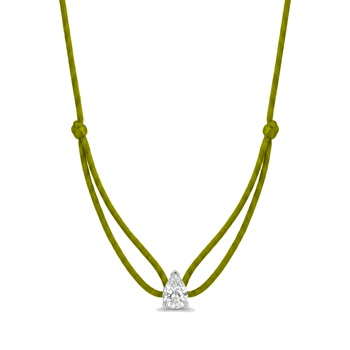 ll-cord:shapy-sparkle-pear-necklace:Olive Green