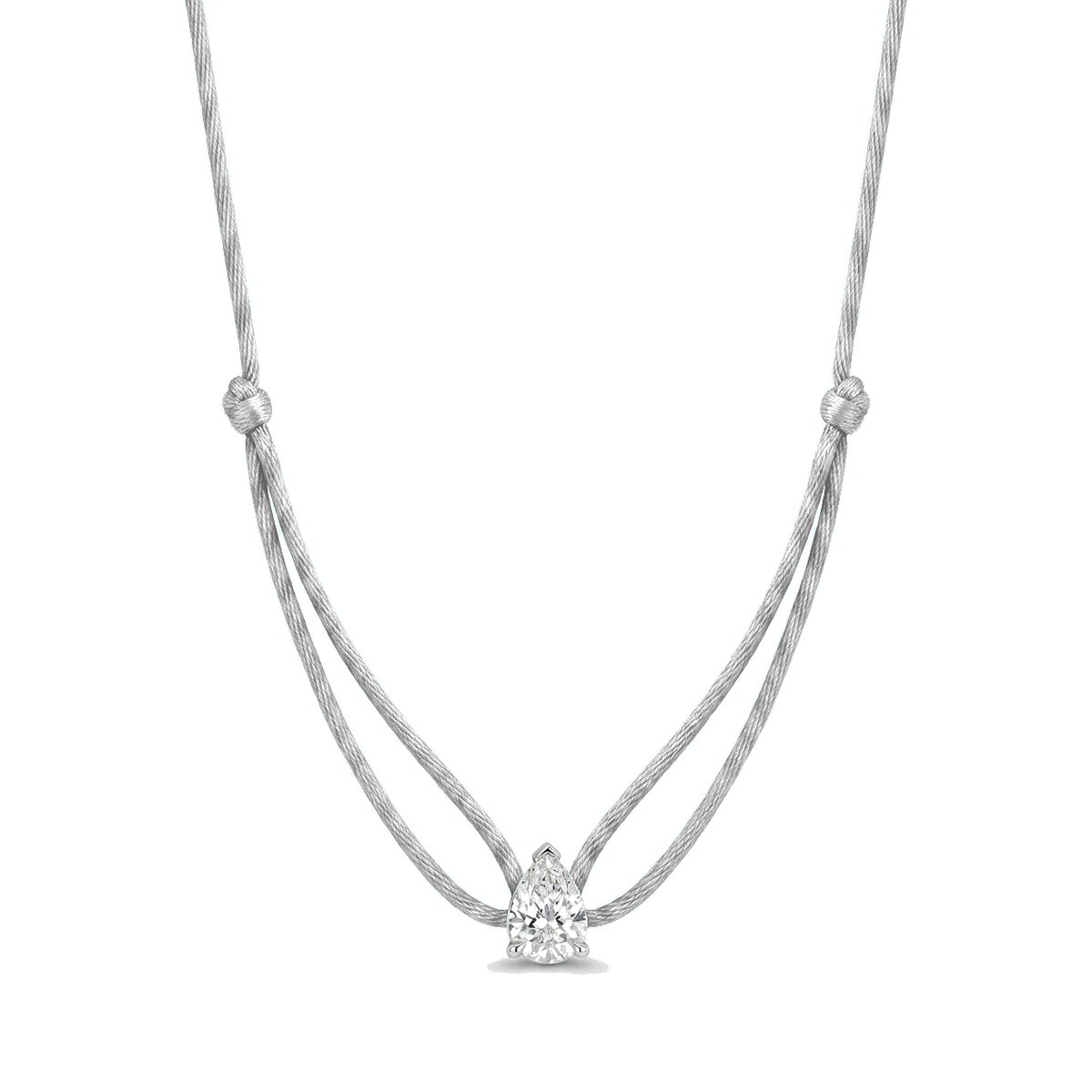 ll-cord:shapy-sparkle-pear-necklace:Silver Grey