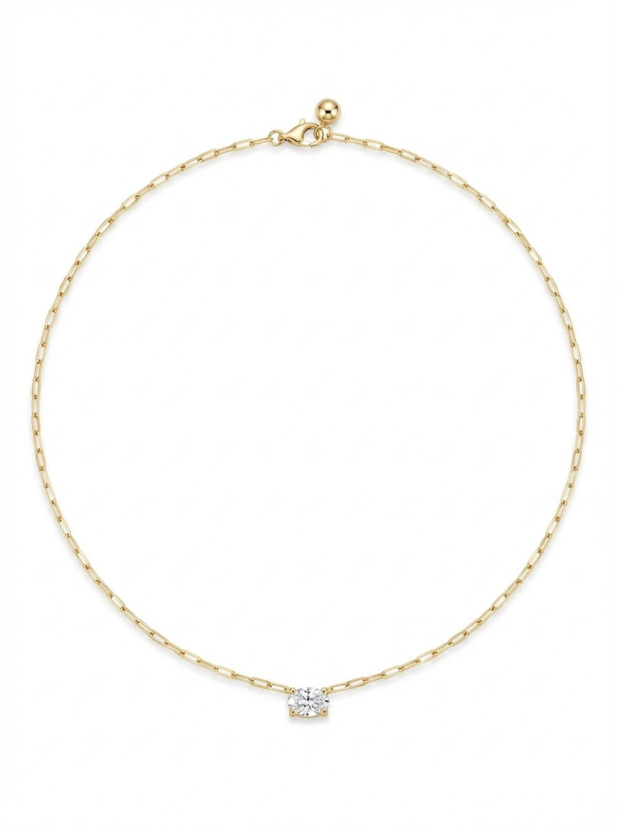 Classy Figaro Oval Prongs Necklace full
