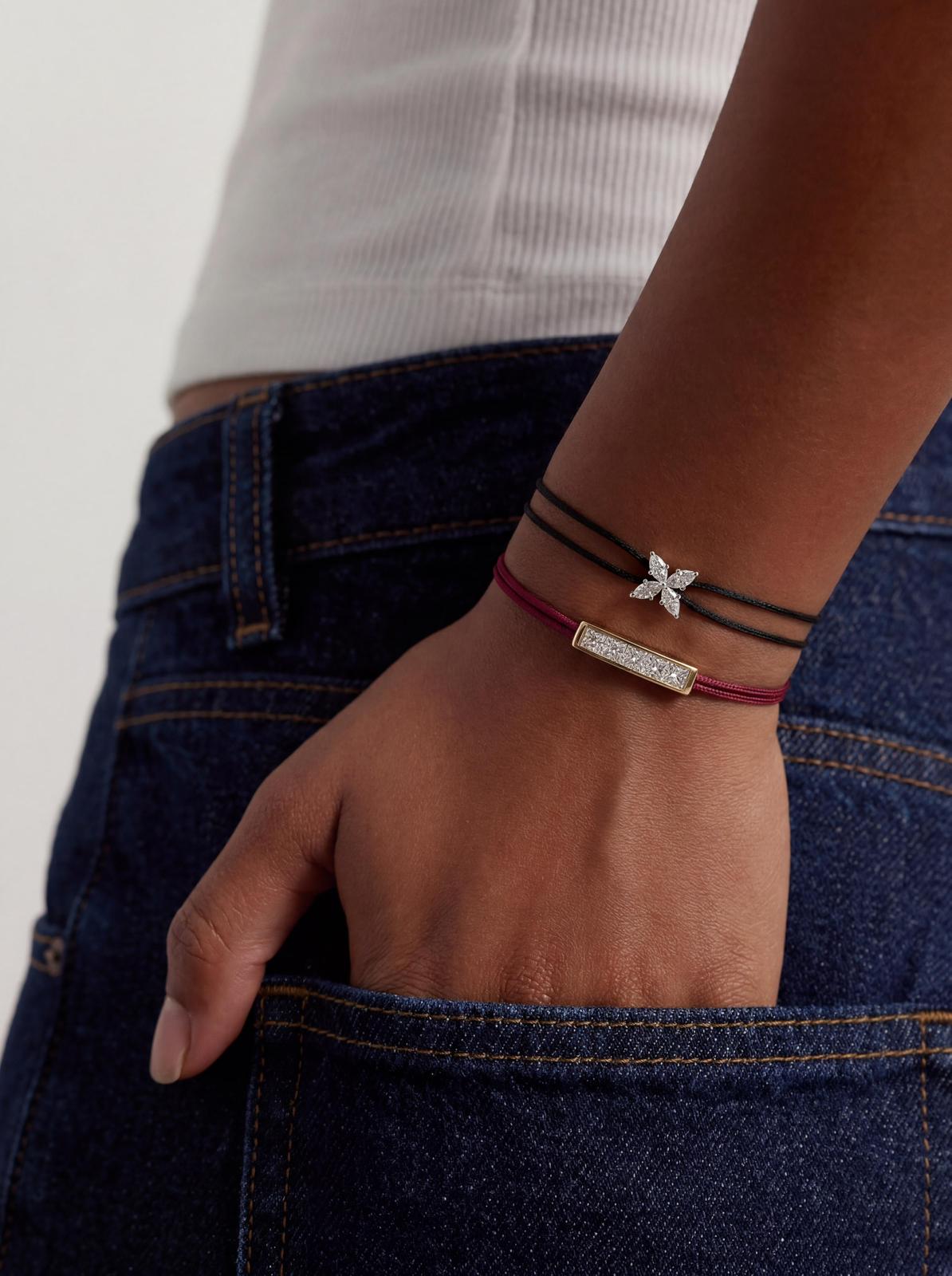 Iconix curated lab-grown diamond bracelets in sterling silver on silk cord